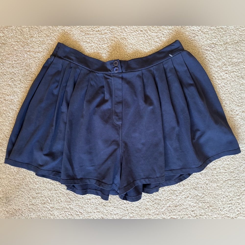Free People Navy Pleated Shorts